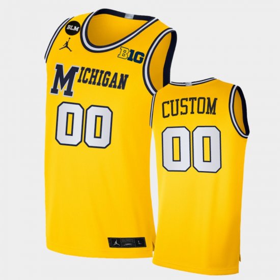 #00 Custom BLM Social Justice University of Michigan 2021 Limited Men Yellow Jersey 173889-394