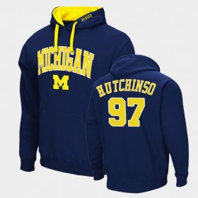 #97 Aidan Hutchinson Arch & Logo 2.0 Wolverines Pullover Men Navy Hoodie 549719-330