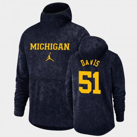 #51 Austin Davis Basketball Spotlight Michigan Pullover Team Logo Men\'s Navy Hoodie 937160-116