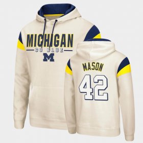 #42 Ben Mason Fortress University of Michigan Pullover Mens Cream Hoodie 644653-348