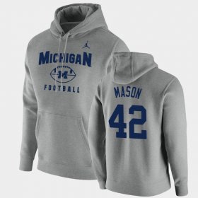 #42 Ben Mason Oopty Oop Michigan Football Pullover Mens Gray Hoodie 302886-465