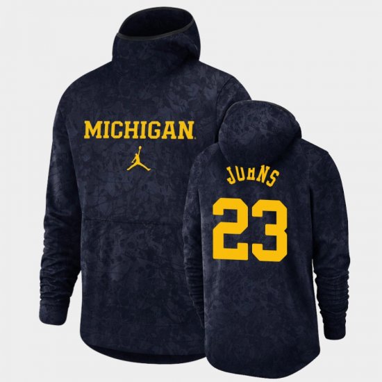 #23 Brandon Johns Jr. Basketball Spotlight Michigan Pullover Team Logo Mens Navy Hoodie 710454-268