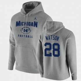 #28 Brandon Watson Oopty Oop Michigan Football Pullover Men's Gray Hoodie 241113-204