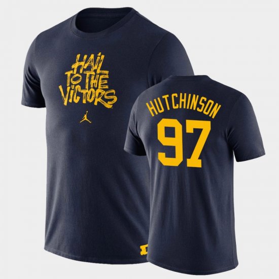 #97 Aidan Hutchinson Brush Phrase Michigan Men Navy T-Shirt 457036-158
