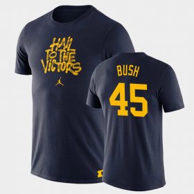#45 Peter Bush Brush Phrase Michigan Men Navy T-Shirt 373945-625