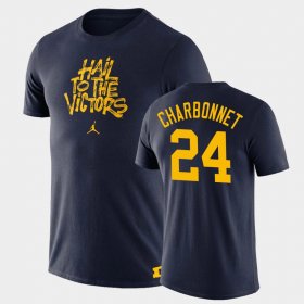 #24 Zach Charbonnet Brush Phrase University of Michigan Mens Navy T-Shirt 320497-285