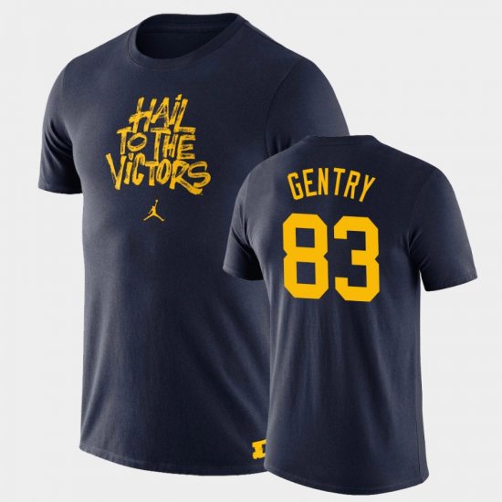 #83 Zach Gentry Brush Phrase Michigan Mens Navy T-Shirt 947993-620