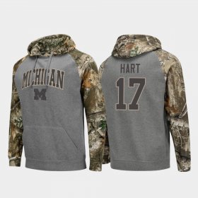 #17 Will Hart Realtree Camo Michigan Wolverines Raglan College Football Men Charcoal Hoodie 174519-686