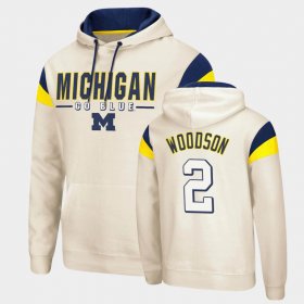 #2 Charles Woodson Fortress Michigan Wolverines Pullover Men's Cream Hoodie 907124-422