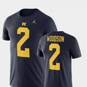 #2 Charles Woodson Name and Number University of Michigan Jordan Football Performance Men Navy T-Shirt 708898-559 #2 Charles Woodson Name and Number University of Michigan Jordan Football Performance Men Navy T-Shirt 708898-559