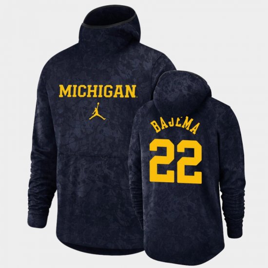 #22 Cole Bajema Basketball Spotlight Michigan Pullover Team Logo Mens Navy Hoodie 955566-660