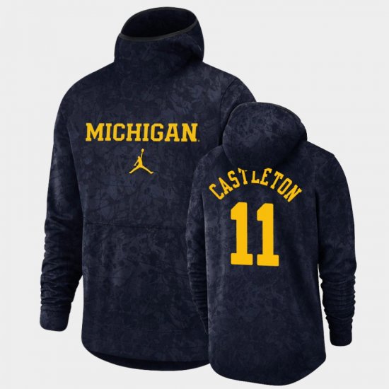 #11 Colin Castleton Basketball Spotlight Michigan Pullover Team Logo Men Navy Hoodie 558746-384