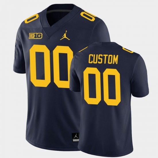 #00 Custom College Football Michigan Home Game Men Navy Jersey 716114-741