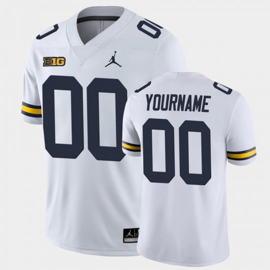 #00 Custom College Football Michigan Game Men White Jersey 308532-843