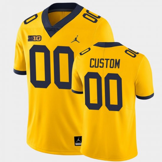 #00 Custom College Football University of Michigan Alternate Game Men Yellow Jersey 772705-749