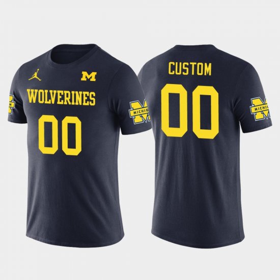 #00 Custom Future Stars Wolverines Cotton Football Men Navy T-Shirt 965760-859