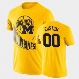 #00 Custom Retro Basketball Michigan Wolverines Men Maize T-Shirt 376432-156