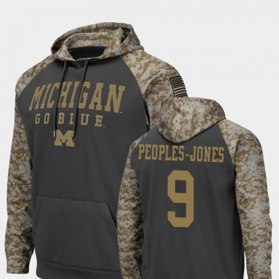 #9 Donovan Peoples-Jones United We Stand University of Michigan Football Men Charcoal Hoodie 575678-874