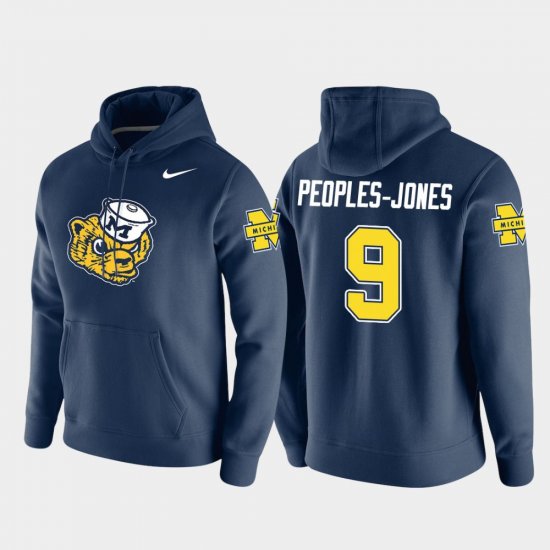 #9 Donovan Peoples-Jones Vault Logo Club Michigan Pullover Mens Navy Hoodie 282143-331