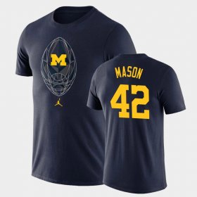 #42 Ben Mason Football Icon Wolverines Legend Men Navy T-Shirt 297027-279