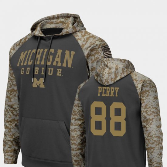 #88 Grant Perry United We Stand Wolverines Football Men Charcoal Hoodie 788644-314