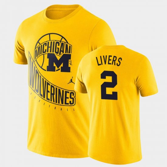 #2 Isaiah Livers Retro Basketball Michigan Men Maize T-Shirt 595358-664