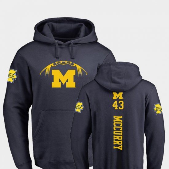 #43 Jake McCurry College Football Wolverines Backer Mens Navy Hoodie 866510-473