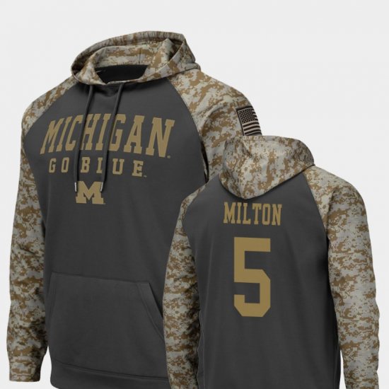 #5 Joe Milton United We Stand Wolverines Football Men Charcoal Hoodie 702987-451