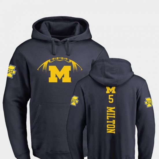 #5 Joe Milton College Football Michigan Wolverines Backer Mens Navy Hoodie 606729-153