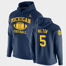 #5 Joe Milton Retro Football Michigan Pullover Men's Navy Hoodie 635804-591