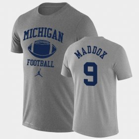 #9 Andy Maddox Retro Football Wolverines Lockup Legend Performance Mens Heathered Gray T-Shirt 153073-576