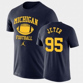 #95 Donovan Jeter Retro Football Michigan Lockup Legend Performance Men's Navy T-Shirt 366119-815