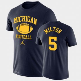 #5 Joe Milton Retro Football Michigan Lockup Legend Performance Men Navy T-Shirt 948612-754
