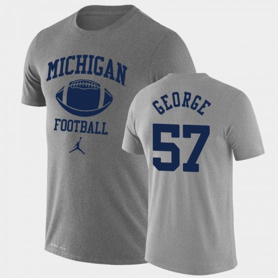 #57 Joey George Retro Football Michigan Lockup Legend Performance Men Heathered Gray T-Shirt 272608-277