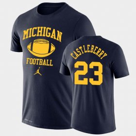 #23 Jordan Castleberry Retro Football Michigan Lockup Legend Performance Mens Navy T-Shirt 722185-241