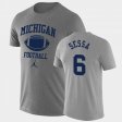 #6 Michael Sessa Retro Football University of Michigan Lockup Legend Performance Mens Heathered Gray T-Shirt 397305-838