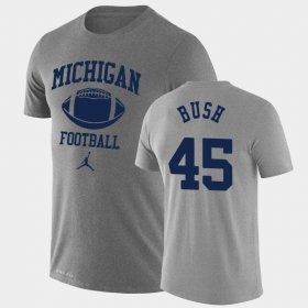 #45 Peter Bush Retro Football Michigan Lockup Legend Performance Mens Heathered Gray T-Shirt 316152-815