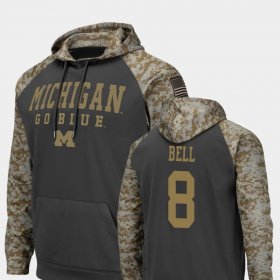 #8 Ronnie Bell United We Stand Wolverines Football Mens Charcoal Hoodie 912205-531