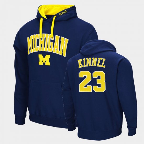 #23 Tyree Kinnel Arch & Logo 2.0 Michigan Pullover Mens Navy Hoodie 803172-693