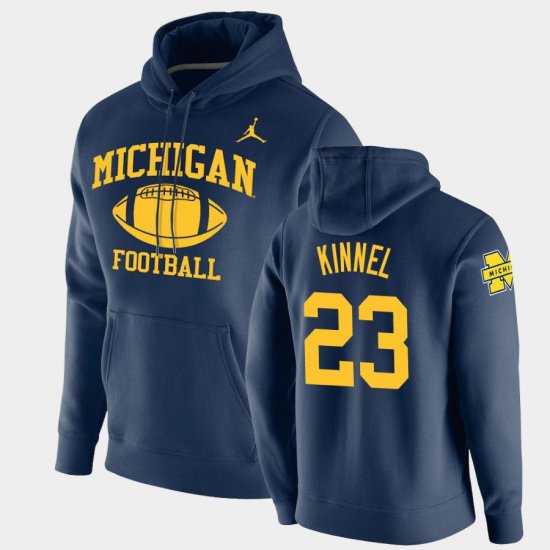 #23 Tyree Kinnel Retro Football Michigan Pullover Men\'s Navy Hoodie 279307-206