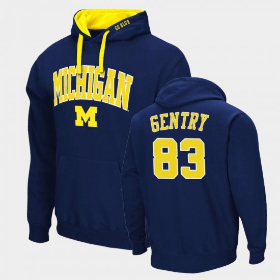 #83 Zach Gentry Arch & Logo 2.0 Michigan Pullover Men\'s Navy Hoodie 838194-425