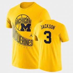 #3 Zeb Jackson Retro Basketball Michigan Men's Maize T-Shirt 468081-978