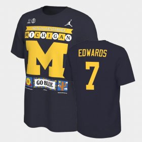 #7 Donovan Edwards College Football Michigan 2022 Fiesta Bowl Men's Navy T-Shirt 132122-292