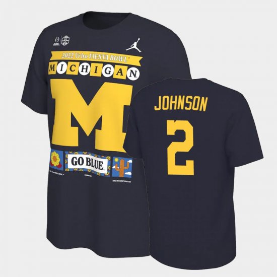 #2 Will Johnson College Football Michigan Wolverines 2022 Fiesta Bowl Men\'s Navy T-Shirt 666906-463