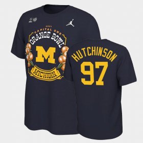 #97 Aidan Hutchinson 2021 Orange Bowl University of Michigan Locker Room Men's Navy T-Shirt 588554-970