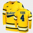#4 Cam York College Hockey Michigan Replica Men's Maize Jersey 556140-976