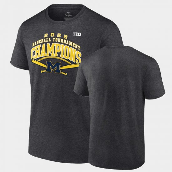 Michigan Wolverines 2022 Big Ten Tournament Champs Baseball Conference Tee Mens Charcoal T-Shirt 782658-635