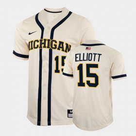#15 Clark Elliott College Baseball Michigan Wolverines 2022 Full-Button Men's White Jersey 457886-825