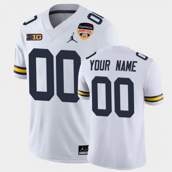 #00 Custom 2021 Orange Bowl Michigan Game Men\'s White Jersey 247644-916