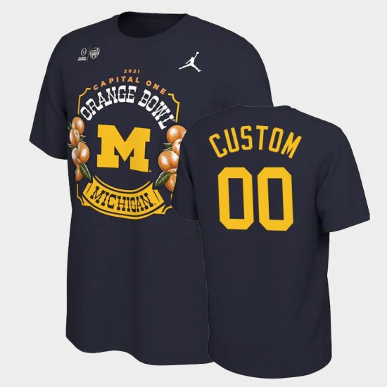 #00 Custom 2021 Orange Bowl Wolverines Locker Room Men\'s Navy T-Shirt 223956-592